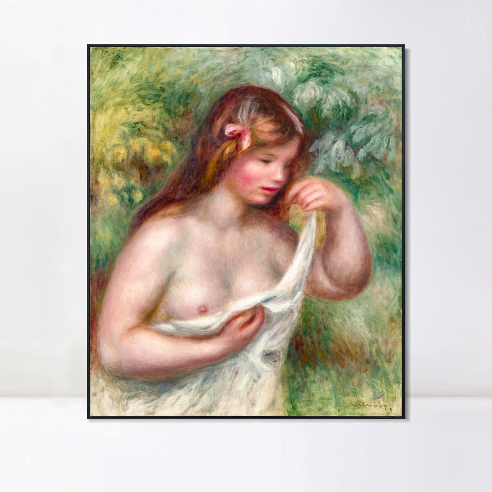 INVIN ART Framed Canvas JEUNE FEMME ARRANGEANT SA CHEMISE by Pierre Auguste Renoir Wall Art Living Room Home Office Decorations