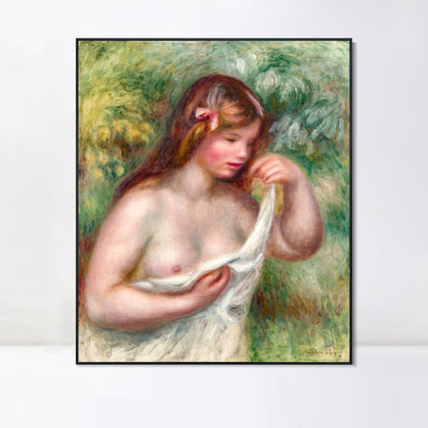 INVIN ART Framed Canvas JEUNE FEMME ARRANGEANT SA CHEMISE by Pierre Auguste Renoir Wall Art Living Room Home Office Decorations