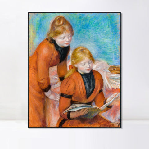 INVIN ART Framed Canvas LA LECTURE by Pierre Auguste Renoir Wall Art Living Room Home Office Decorations