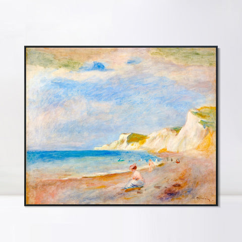 INVIN ART Framed Canvas LA PLAGE DE VARENGEVILLE by Pierre Auguste Renoir Wall Art Living Room Home Office Decorations