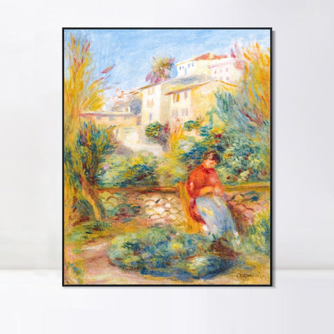 INVIN ART Framed Canvas LA TERRASSE A CAGNES by Pierre Auguste Renoir Wall Art Living Room Home Office Decorations