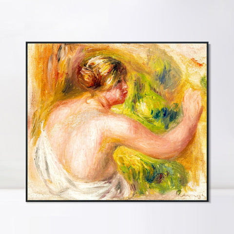 INVIN ART Framed Canvas NU À LA DRAPERIE by Pierre Auguste Renoir Wall Art Living Room Home Office Decorations