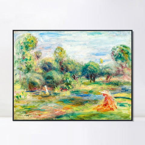 INVIN ART Framed Canvas PAYSAGE À CAGNES by Pierre Auguste Renoir Wall Art Living Room Home Office Decorations