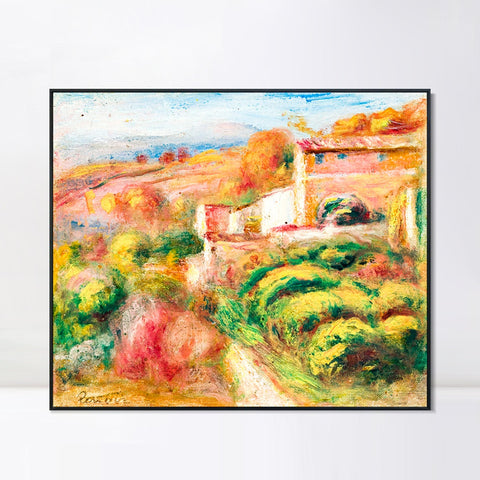 INVIN ART Framed Canvas PAYSAGE AVEC MAISONS À CAGNES by Pierre Auguste Renoir Wall Art Living Room Home Office Decorations