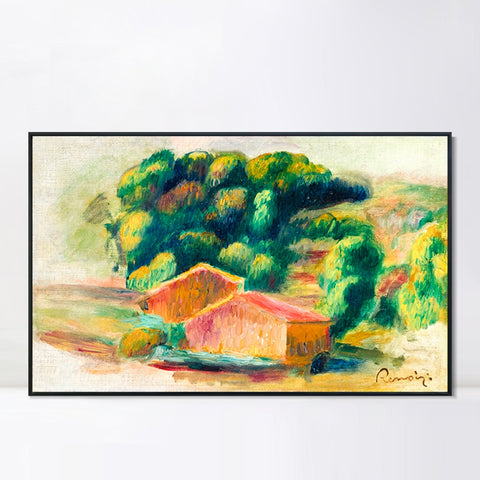 INVIN ART Framed Canvas Paysage, maisons by Pierre Auguste Renoir Wall Art Living Room Home Office Decorations