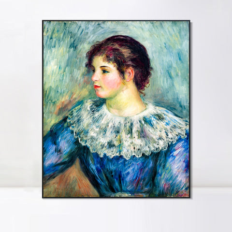 INVIN ART Framed Canvas PORTRAIT EN BUSTE DE JEUNE FILLE by Pierre Auguste Renoir Wall Art Living Room Home Office Decorations
