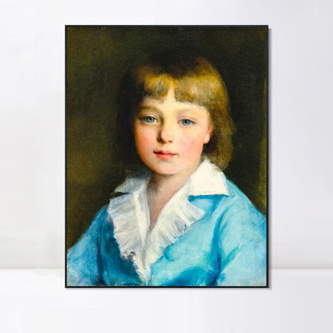 INVIN ART Framed Canvas PORTRAIT OF A BOY IN BLUE by Pierre Auguste Renoir Wall Art Living Room Home Office Decorations