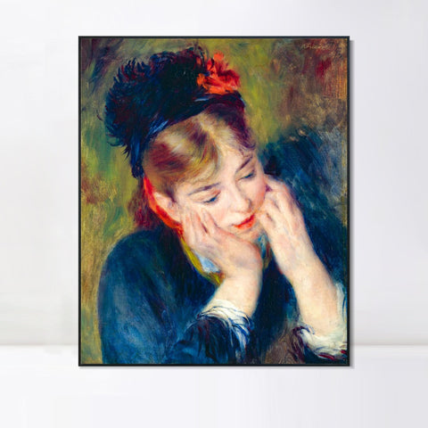 INVIN ART Framed Canvas REFLEXION by Pierre Auguste Renoir Wall Art Living Room Home Office Decorations