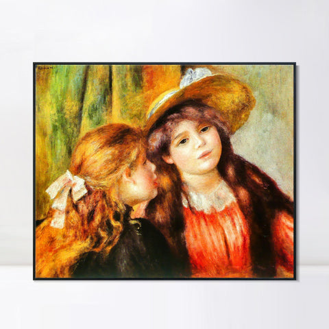INVIN ART Framed Canvas Deux fillettes by Pierre Auguste Renoir Wall Art Living Room Home Office Decorations