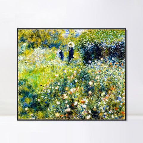 INVIN ART Framed Canvas Femme avec parasol dans un jardin by Pierre Auguste Renoir Wall Art Living Room Home Office Decorations