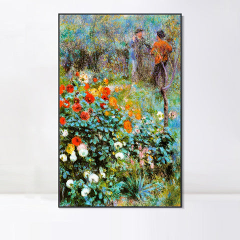 INVIN ART Framed Canvas Jardin de la rue Cortot by Pierre Auguste Renoir Wall Art Living Room Home Office Decorations