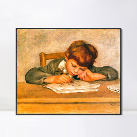 INVIN ART Framed Canvas Jean Renoir dessinant by Pierre Auguste Renoir Wall Art Living Room Home Office Decorations