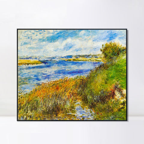 INVIN ART Framed Canvas La Seine à Champrosay by Pierre Auguste Renoir Wall Art Living Room Home Office Decorations
