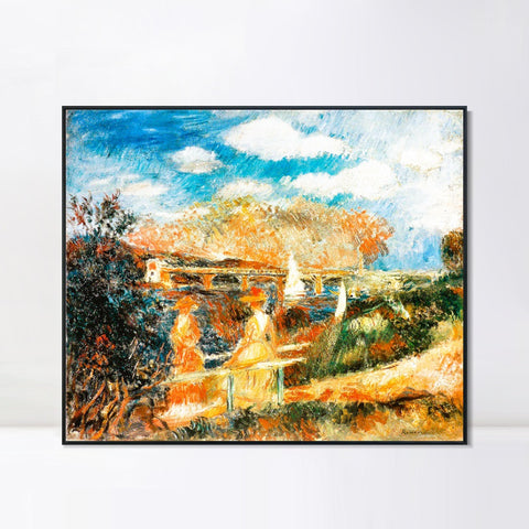 INVIN ART Framed Canvas Les Bords de la Seine à Argenteuil by Pierre Auguste Renoir Wall Art Living Room Home Office Decorations