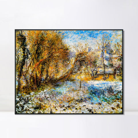 INVIN ART Framed Canvas Paysage de neige (1875) by Pierre Auguste Renoir Wall Art Living Room Home Office Decorations