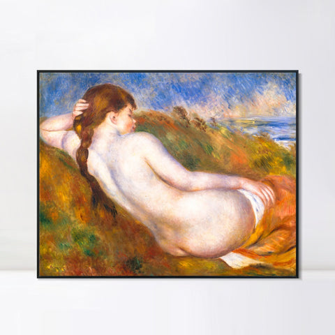 INVIN ART Framed Canvas Reclining Nude by Pierre Auguste Renoir Wall Art Living Room Home Office Decorations