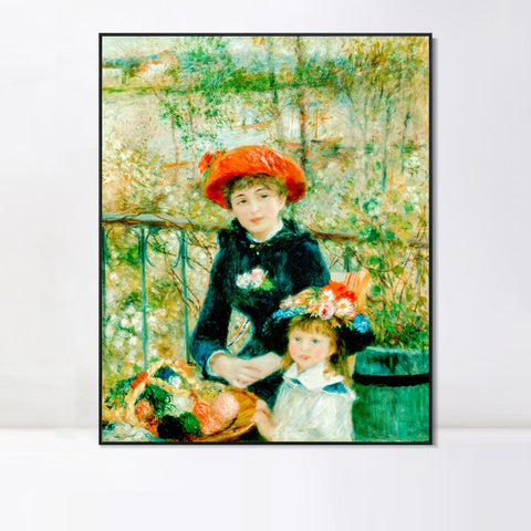 INVIN ART Framed Canvas The Two Sisters by Pierre Auguste Renoir Wall Art Living Room Home Office Decorations