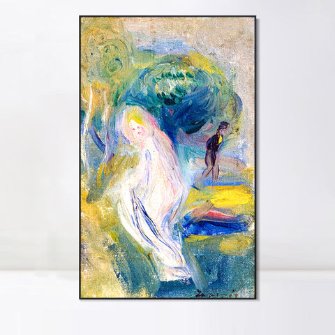 INVIN ART Framed Canvas Nude with Figure in Background by Pierre Auguste Renoir Wall Art Living Room Home Office Decorations