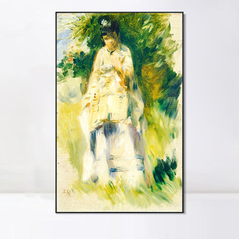 INVIN ART Framed Canvas Woman Standing by a Tree by Pierre Auguste Renoir Wall Art Living Room Home Office Decorations