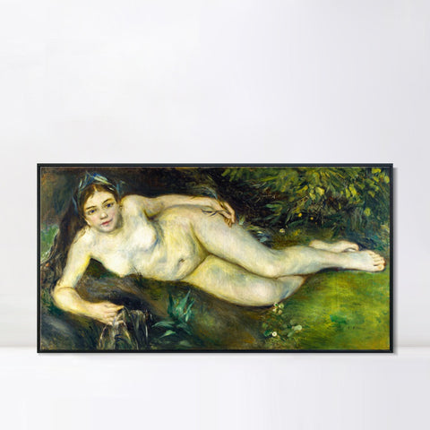 INVIN ART Framed Canvas A Nymph by a Stream by Pierre Auguste Renoir Wall Art Living Room Home Office Decorations