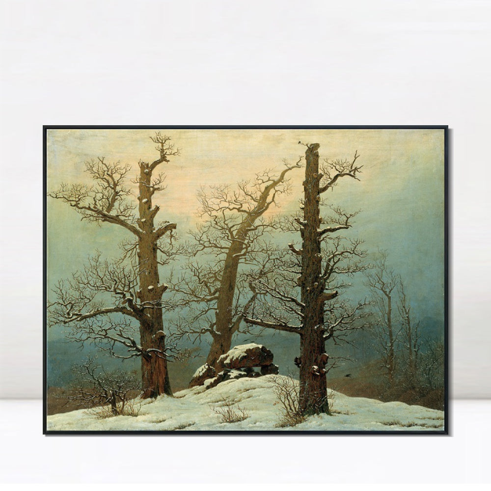 INVIN ART Framed Canvas Dolmen in the snow by Caspar David Friedrich Wall Art Living Room Home Office Decorations