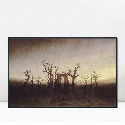 INVIN ART Framed Canvas Abbey among Oak Trees by Caspar David Friedrich Wall Art Living Room Home Office Decorations