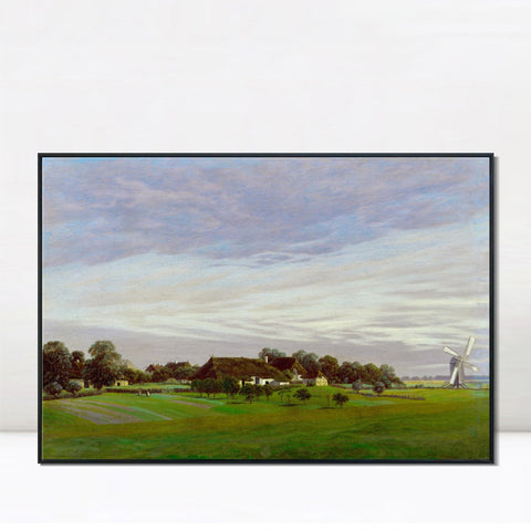 INVIN ART Framed Canvas Flat Countryside by Caspar David Friedrich Wall Art Living Room Home Office Decorations