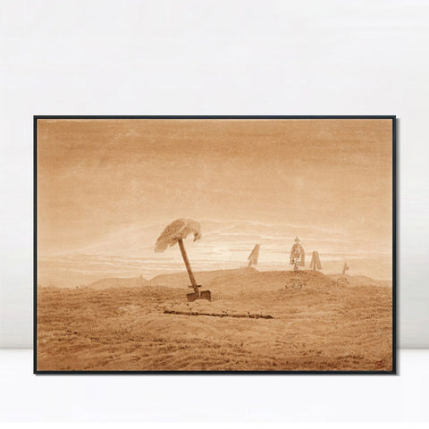 INVIN ART Framed Canvas Landscape with Graves by Caspar David Friedrich Wall Art Living Room Home Office Decorations