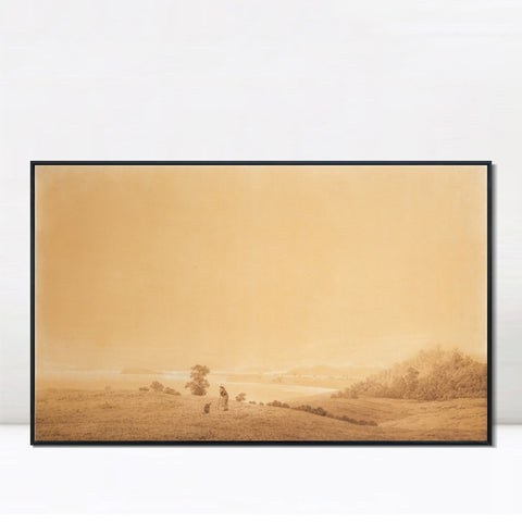 INVIN ART Framed Canvas Eastern Coast of Ruegen Island with Shepherd by Caspar David Friedrich Wall Art Living Room Home Office Decorations