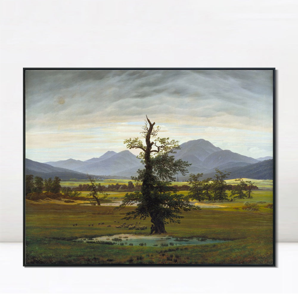INVIN ART Framed Canvas Der einsame Baum by Caspar David Friedrich Wall Art Living Room Home Office Decorations
