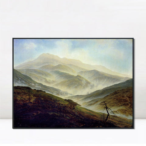 INVIN ART Framed Canvas Riesengebirge Landscape with Rising Fog by Caspar David Friedrich Wall Art Living Room Home Office Decorations