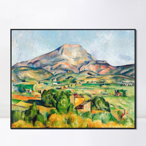 INVIN ART Framed Canvas Giclee Print Art Mont Sainte-Victoire seen from Bellevue by Paul Cezanne Wall Art Living Room Home Office Decorations