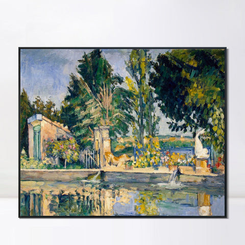 INVIN ART Framed Canvas Giclee Print Art Jas de Bouffan, the Pool by Paul Cezanne Wall Art Living Room Home Office Decorations
