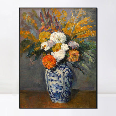 INVIN ART Framed Canvas Giclee Print Art Dahlias 1873 by Paul Cezanne Wall Art Living Room Home Office Decorations