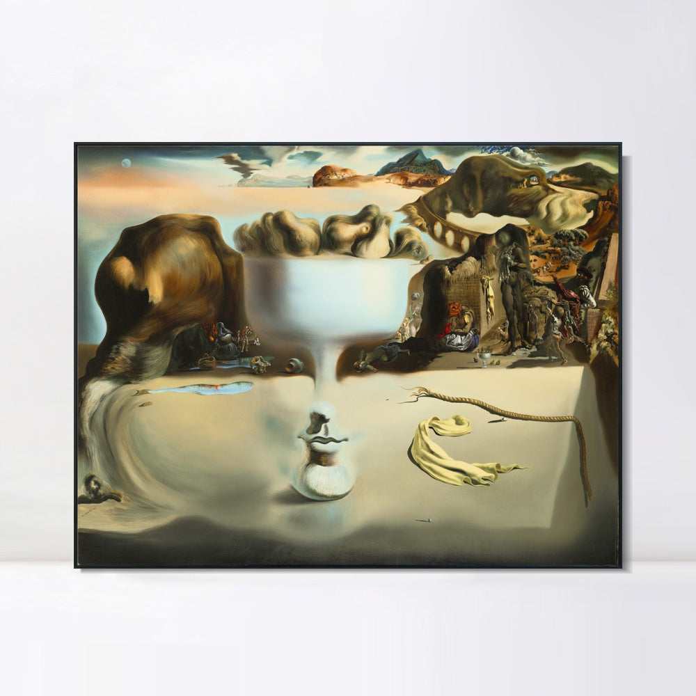 INVIN ART Framed Canvas Giclee Print Art Apparition of a Face and Fruit Dish on a Beach,C.1938 by Salvador Dali Wall Art