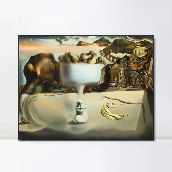 INVIN ART Framed Canvas Giclee Print Art Apparition of a Face and Fruit Dish on a Beach,C.1938 by Salvador Dali Wall Art