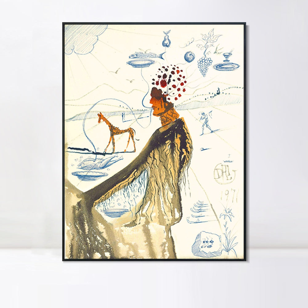 INVIN ART Framed Canvas Series#056 by Salvador Dal Wall Art Living Room Home Office Decorations