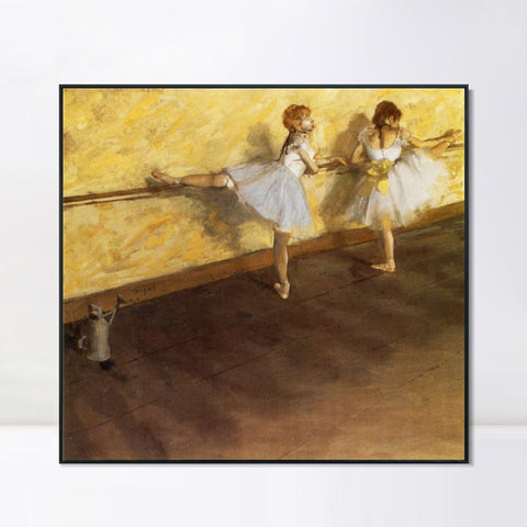 INVIN ART Framed Canvas Giclee Print Art Danseuses à la barre  by Edgar Degas Wall Art Living Room Home Office Decorations