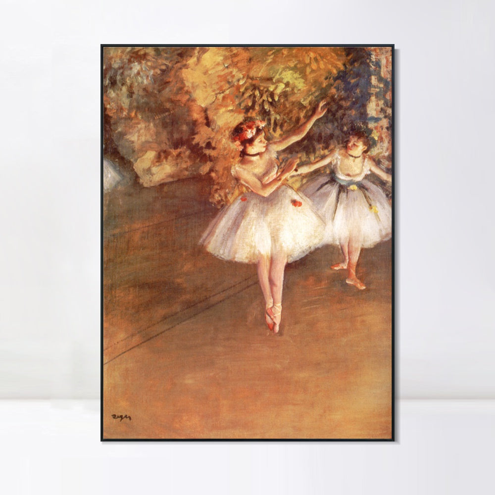 INVIN ART Framed Canvas Giclee Print Art Deux danseuses en sc篓篓ne  by Edgar Degas Wall Art