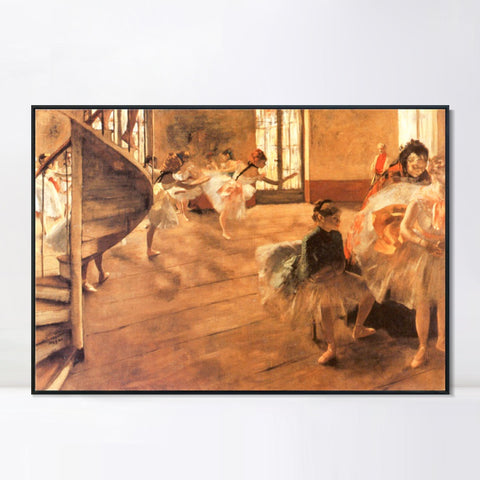 INVIN ART Framed Canvas Giclee Print Art La Répétition de danse  by Edgar Degas Wall Art Living Room Home Office Decorations