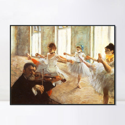 INVIN ART Framed Canvas Giclee Print Art Ecole de dans by Edgar Degas Wall Art Living Room Home Office Decorations