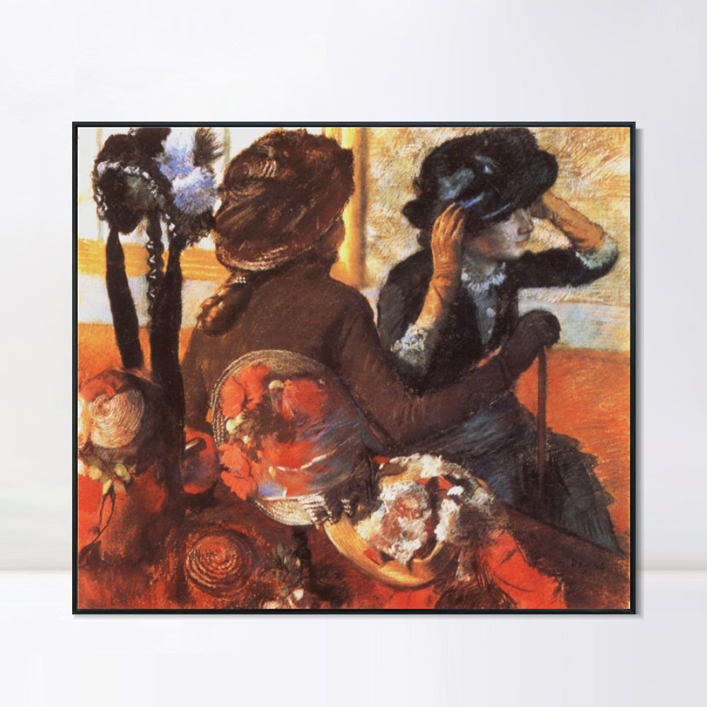 INVIN ART Framed Canvas Giclee Print Art Chez le modiste by Edgar Degas Wall Art