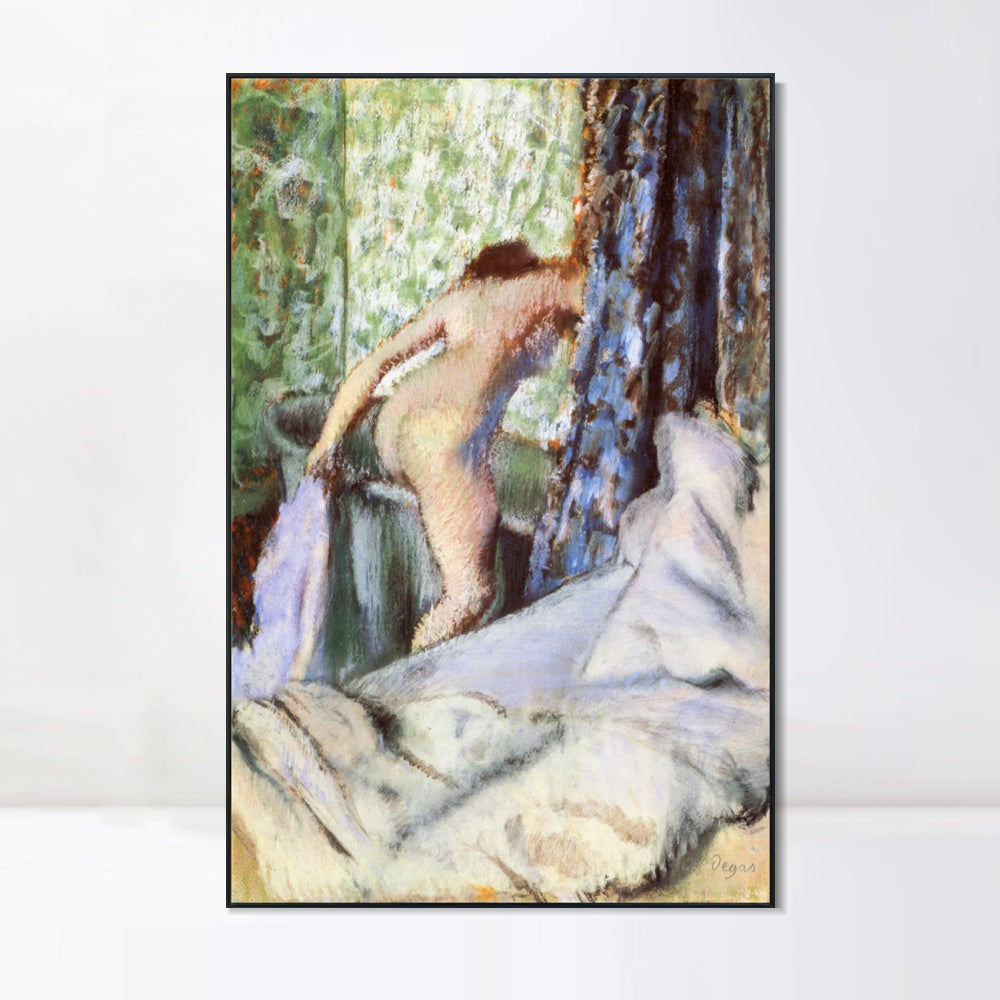INVIN ART Framed Canvas Giclee Print Art Le Bain, le bain matinal Papier sur papier verg篓娄 by Edgar Degas Wall Art