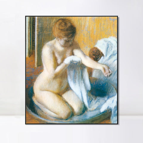 INVIN ART Framed Canvas Giclee Print Art Femme au tub Woman with the tub by Edgar Degas Wall Art Living Room Home Office Decorations