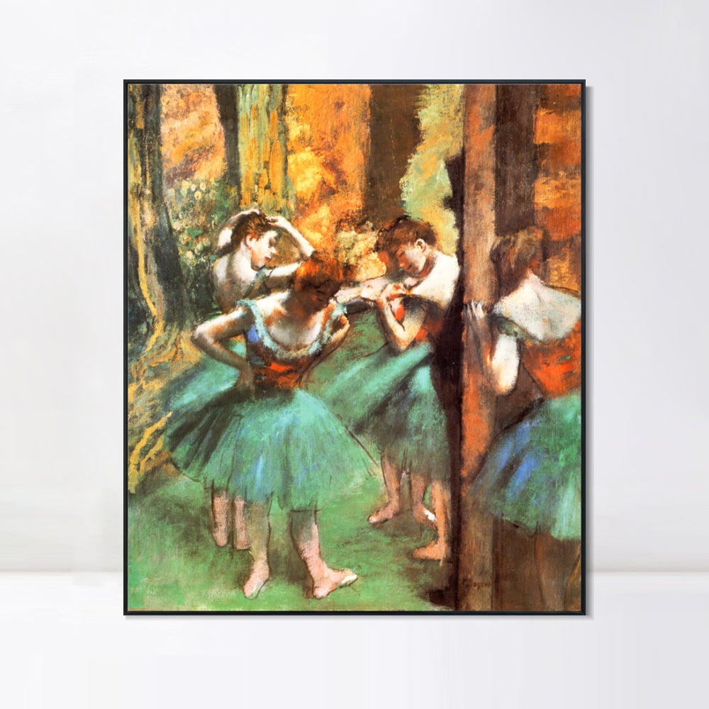 INVIN ART Framed Canvas Giclee Print Art Danseuses roses et vertes by Edgar Degas Wall Art