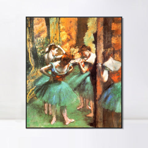 INVIN ART Framed Canvas Giclee Print Art Danseuses roses et vertes by Edgar Degas Wall Art Living Room Home Office Decorations