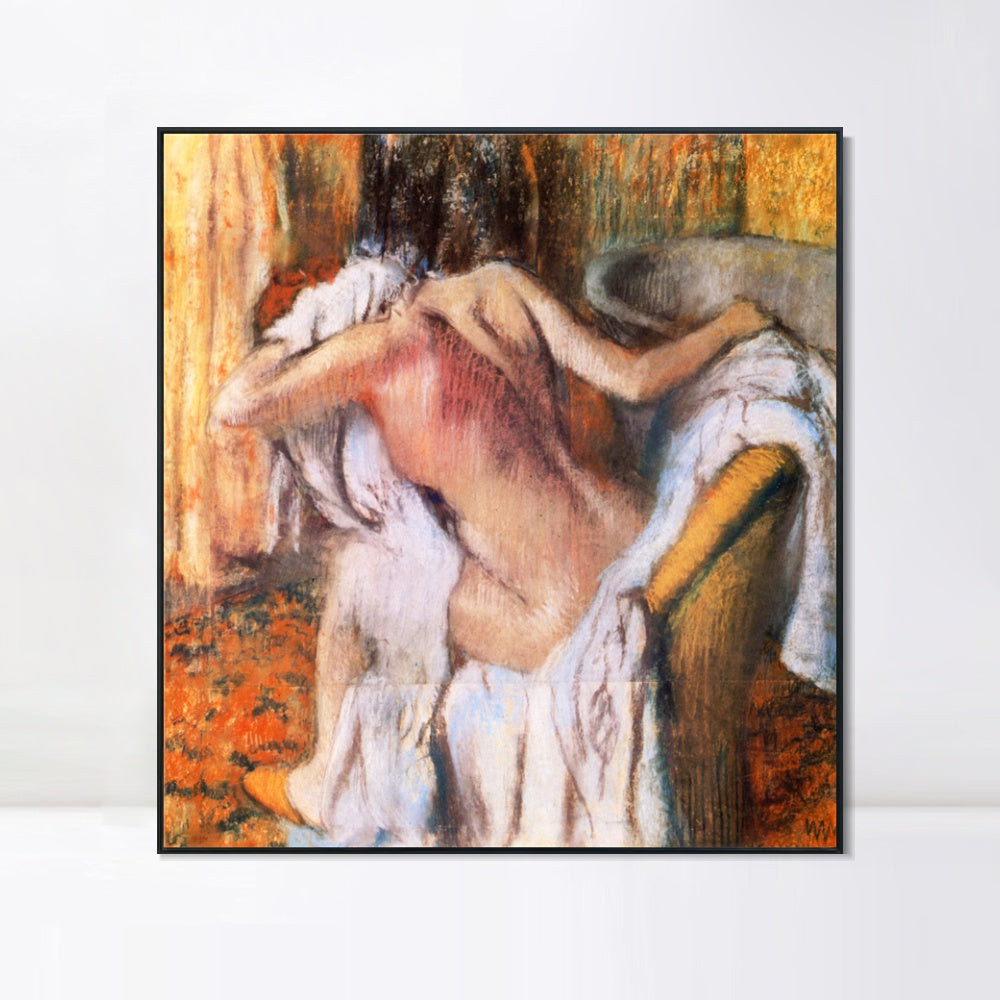 INVIN ART Framed Canvas Giclee Print Apr篓篓s le bain, femme s'asseyant by Edgar Degas Wall Art