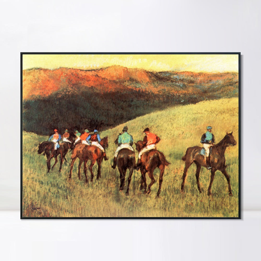INVIN ART Framed Canvas Giclee Print Art Chevaux de courses 篓陇 l'entrainement by Edgar Degas Wall Art