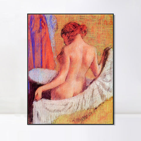 INVIN ART Framed Canvas Giclee Print Art After the Bath 2 by Edgar Degas Wall Art Living Room Home Office Decorations