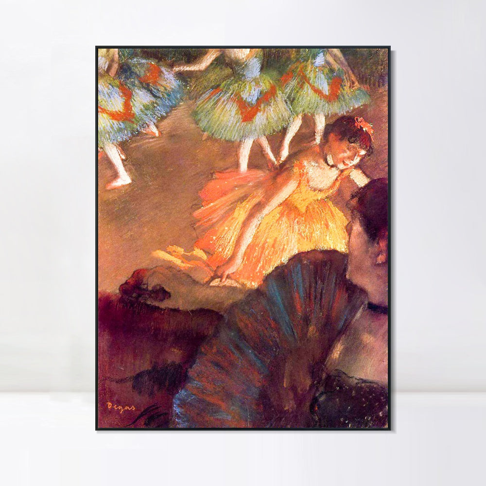 INVIN ART Framed Canvas Giclee Print Art Ballerina and Lady with a Fan by Edgar Degas Wall Art